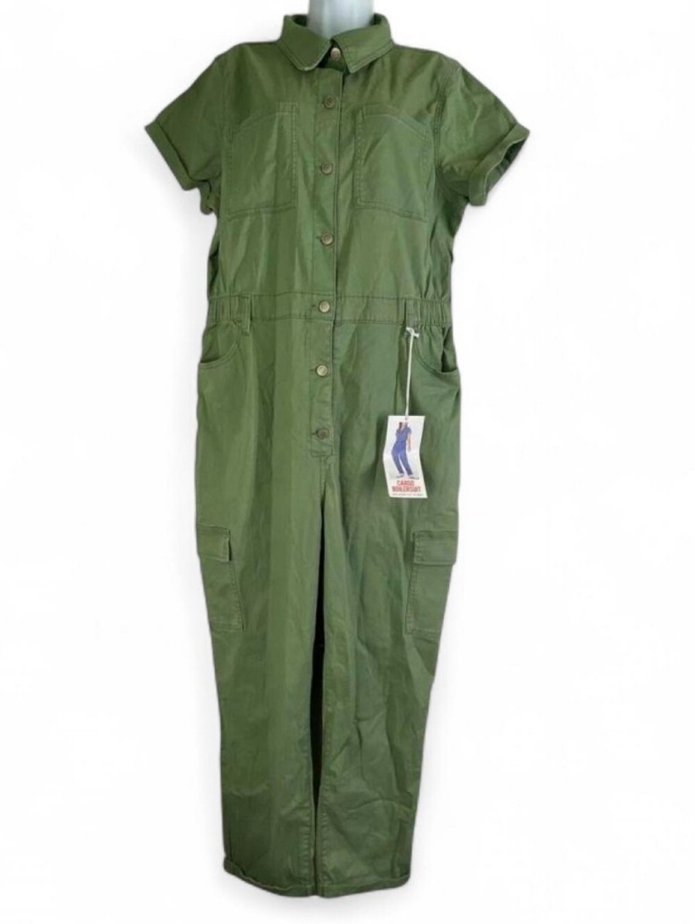 Celebrity Pink Olive Green Short-Sleeve Utility Jumpsuit